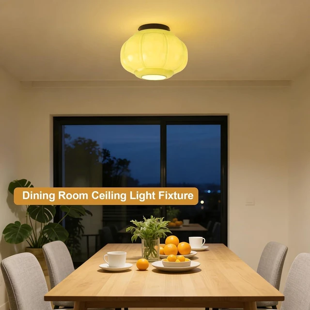 Alt view image 2 of 7 - 11in Green Glass Flush Mount Ceiling Light, Vintage Light Fixture