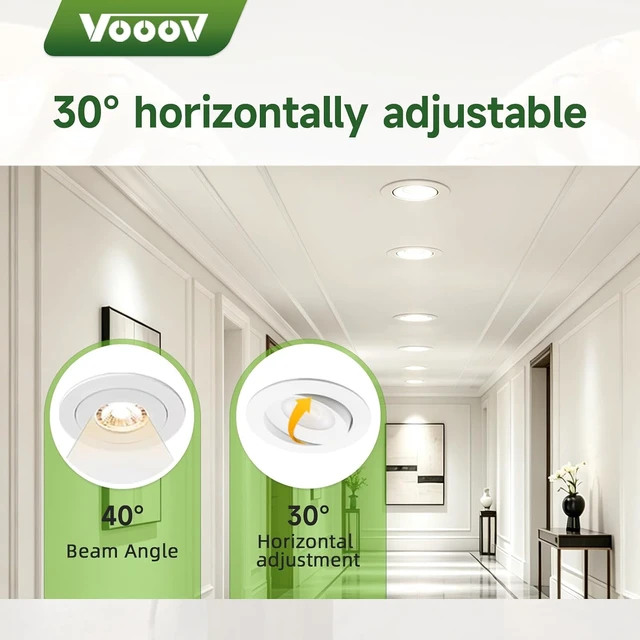 Alt view image 3 of 7 - 4 Inch White 30° Adjustable Eyeball Gimbal LED Recessed Light, 6 Pack