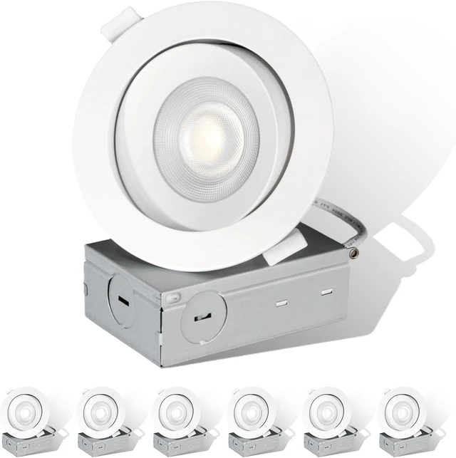 Main image of 4 Inch White 30° Adjustable Eyeball Gimbal LED Recessed Light, 6 Pack