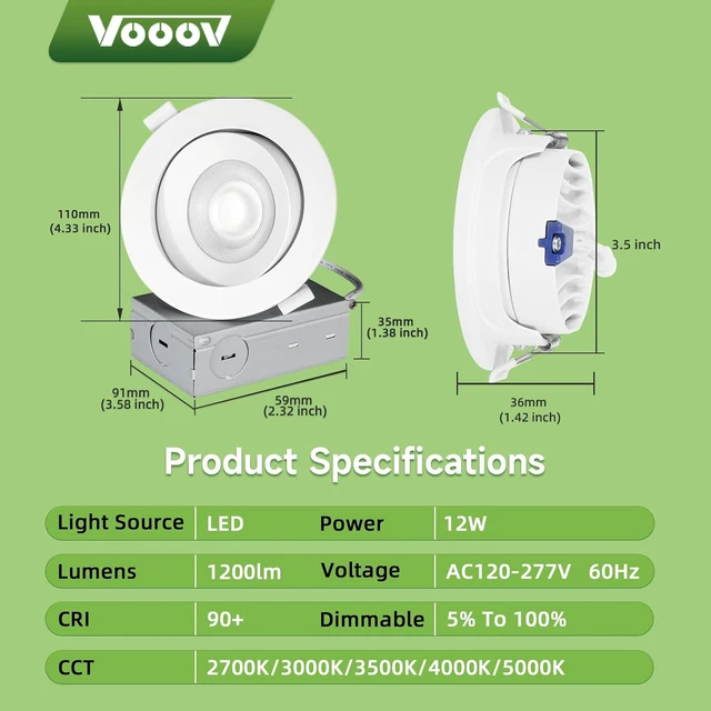 Alt view image 4 of 7 - 4 Inch White 30° Adjustable Eyeball Gimbal LED Recessed Light, 6 Pack