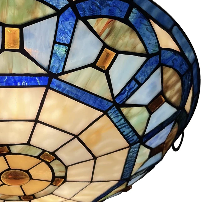 Alt view image 2 of 7 - ARTZONE Tiffany Ceiling Light, 3-Light 16 Inch Stained Glass Flush Mount for Bedroom, Dining, Living Room, Entryway, Foyer