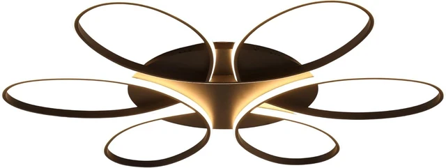 Main image of Modern LED Ceiling Light Fixture Black Flush Mount Ceiling Lamp with Remote Control Dimmable 6 Rings Flower Shaped Ideal for Living Room Bedroom Tearoom Kitchen (95CM/37.4IN)