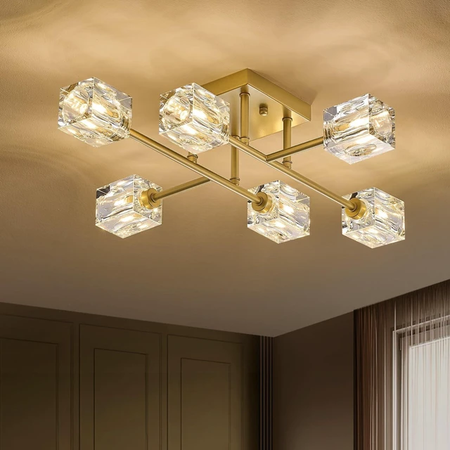 Main image of Gold Crystal Sputnik Chandeliers 6-Light 24" Ceiling Light
