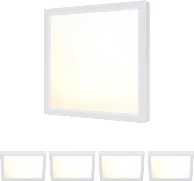 Main image of 6 Inch Square LED Ceiling Light, Edge-Lit Modern Flush Mount Ceiling Light, 5CCT, 1000LM Dimmable Low Profile Surface Mount Light, ETL & Wet Rated for Bathroom Porch Hallway, White, 4 Packs