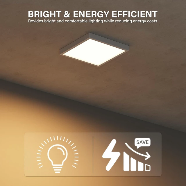 Alt view image 5 of 7 - 6 Inch Square LED Ceiling Light, Edge-Lit Modern Flush Mount Ceiling Light, 5CCT, 1000LM Dimmable Low Profile Surface Mount Light, ETL & Wet Rated for Bathroom Porch Hallway, White, 4 Packs