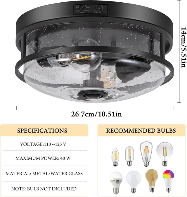 Alt view image 2 of 7 - 10.5Inch Outdoor Ceiling Light with Motion Sensor,Dusk to Dawn Porch Light