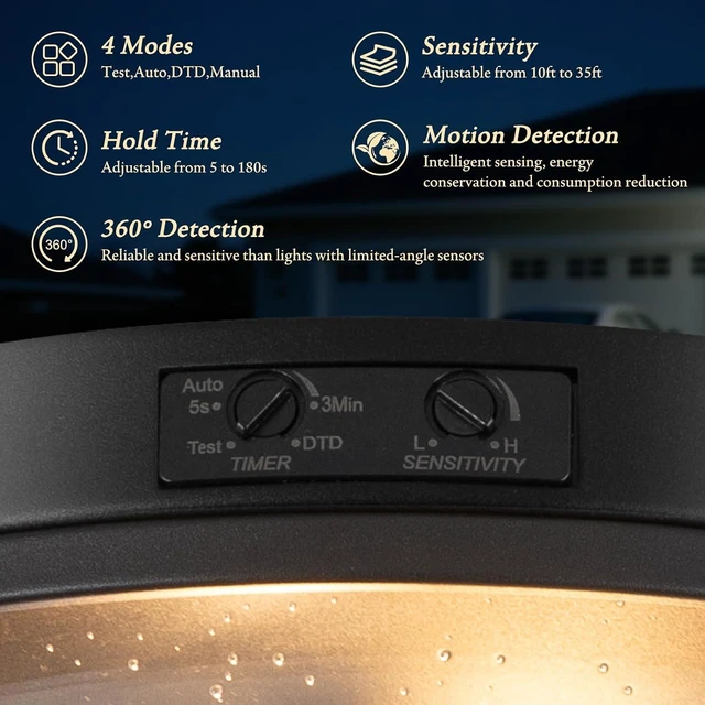 Alt view image 3 of 7 - 10.5Inch Outdoor Ceiling Light with Motion Sensor,Dusk to Dawn Porch Light