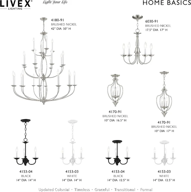 Alt view image 4 of 7 - Livex Lighting 4153-04 Home Basics 3 Light Black Mini Chandelier, 14Hx14W
