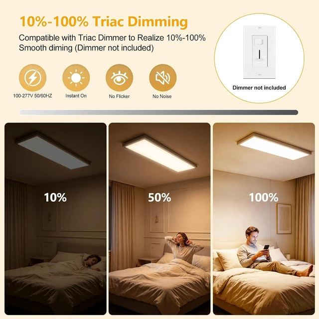 Alt view image 4 of 7 - 1x4 LED Flat Panel Light Surface Mount, Selectable 5CCT, 2 Pack