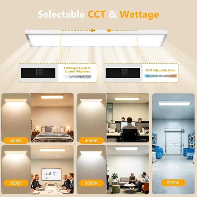 Alt view image 3 of 7 - 1x4 LED Flat Panel Light Surface Mount, Selectable 5CCT, 2 Pack