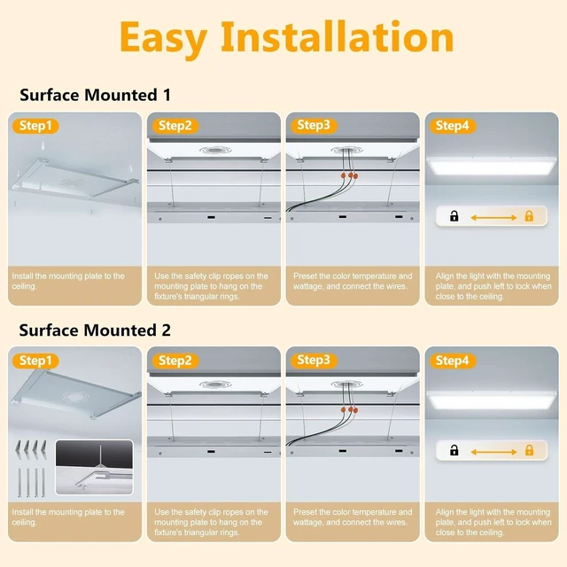 Alt view image 5 of 7 - 1x4 LED Flat Panel Light Surface Mount, Selectable 5CCT, 2 Pack