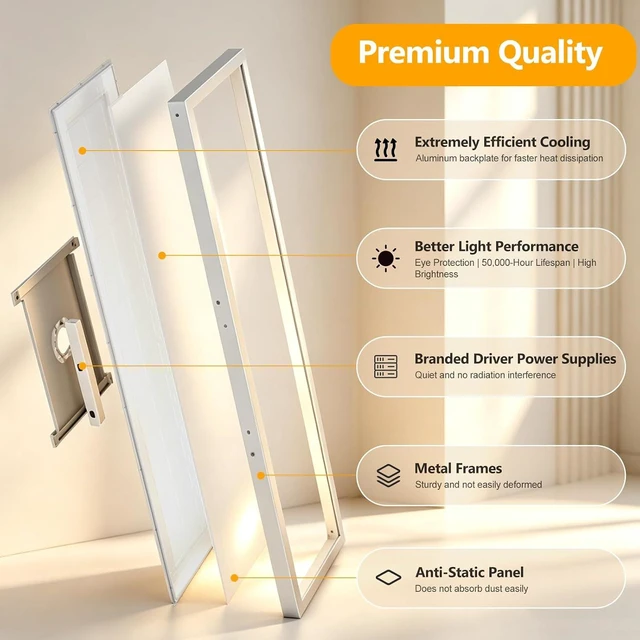 Alt view image 7 of 7 - 1x4 LED Flat Panel Light Surface Mount, Selectable 5CCT, 2 Pack