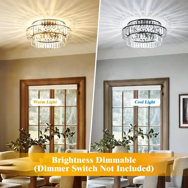 Alt view image 2 of 7 - Black Flush Mount Chandelier,Modern Hanging Crystal Flush Mount Ceiling Light Fixtrue,Crystal Ceiling Mount Lighting for Living Room Foyer Bedroom Hallway Entryway