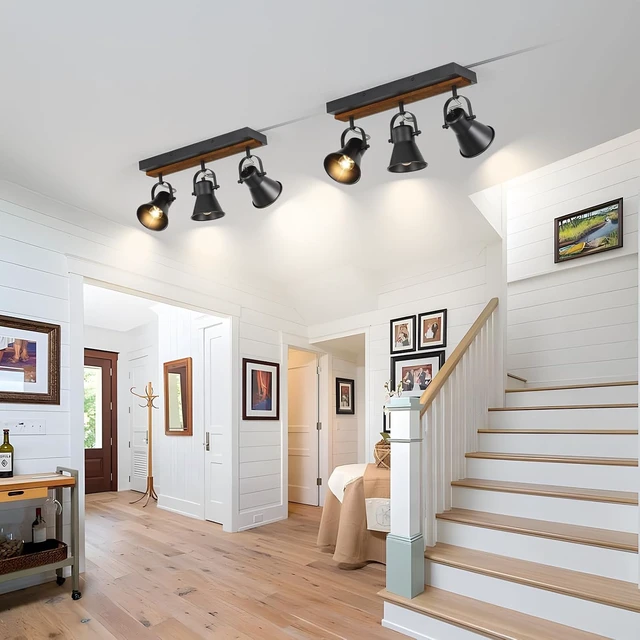Alt view image 3 of 7 - KEESFU 3-Light Plug in Track Lighting, Black Semi Flush Mount Ceiling Light