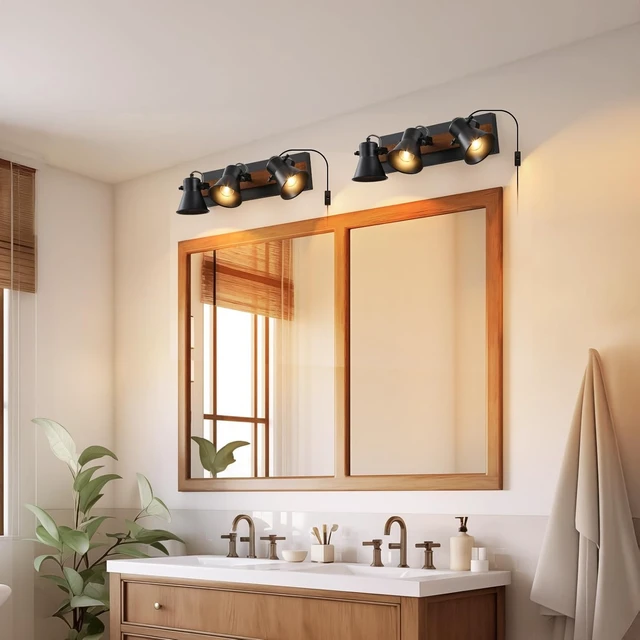 Alt view image 4 of 7 - KEESFU 3-Light Plug in Track Lighting, Black Semi Flush Mount Ceiling Light