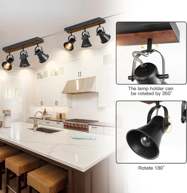 Alt view image 5 of 7 - KEESFU 3-Light Plug in Track Lighting, Black Semi Flush Mount Ceiling Light