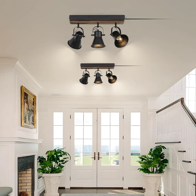 Alt view image 6 of 7 - KEESFU 3-Light Plug in Track Lighting, Black Semi Flush Mount Ceiling Light