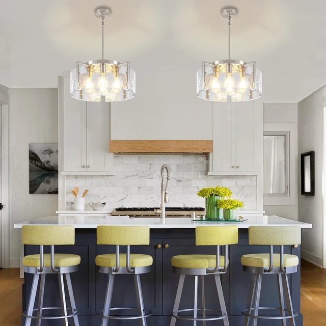 Alt view image 2 of 7 - Modern Brushed Nickel Dining Room Light Fixture 4 Lights Chandeliers