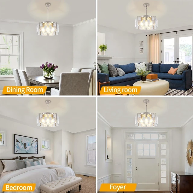 Alt view image 4 of 7 - Modern Brushed Nickel Dining Room Light Fixture 4 Lights Chandeliers