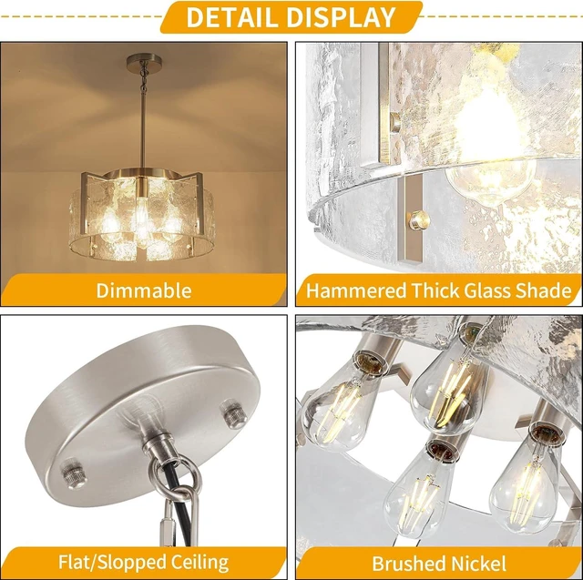 Alt view image 5 of 7 - Modern Brushed Nickel Dining Room Light Fixture 4 Lights Chandeliers