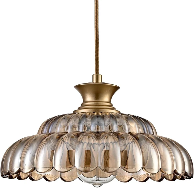 Main image of HYDELITE Vintage Amber Glass Pendant Light with Adjustable Hanging Cord