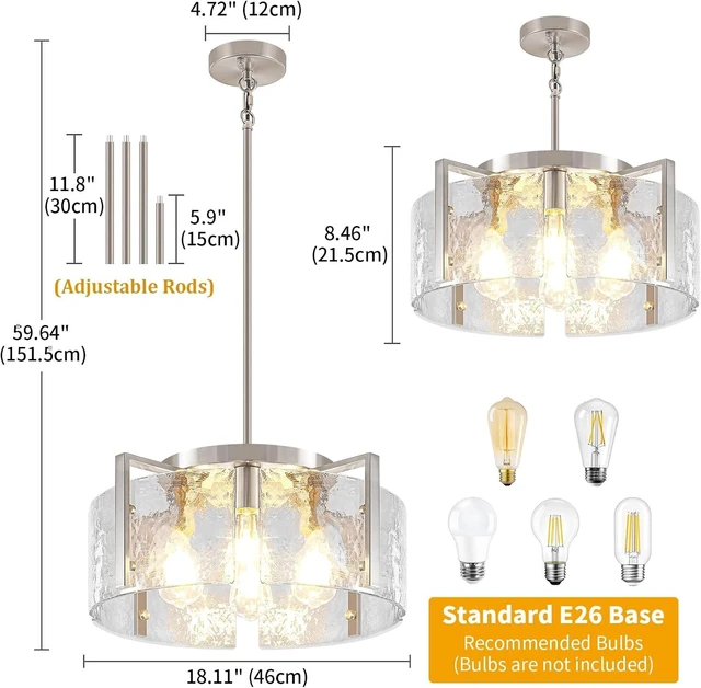 Alt view image 6 of 7 - Modern Brushed Nickel Dining Room Light Fixture 4 Lights Chandeliers