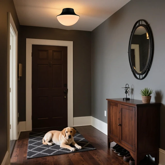 Alt view image 2 of 7 - Modern Industrial Semi-Flush Ceiling Light, Matte Black