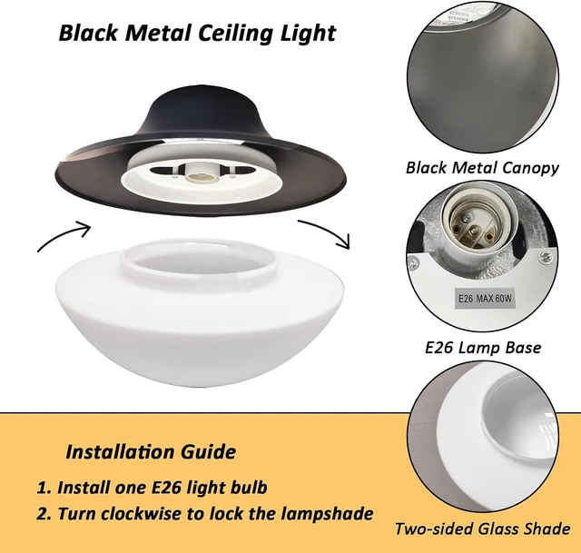 Alt view image 5 of 7 - Modern Industrial Semi-Flush Ceiling Light, Matte Black