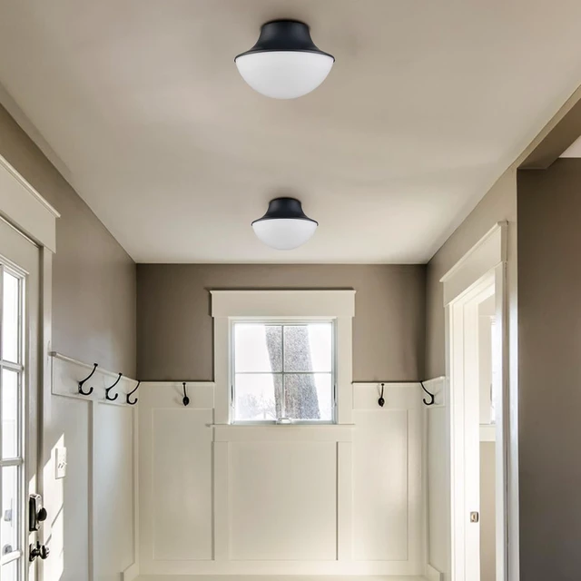 Alt view image 7 of 7 - Modern Industrial Semi-Flush Ceiling Light, Matte Black