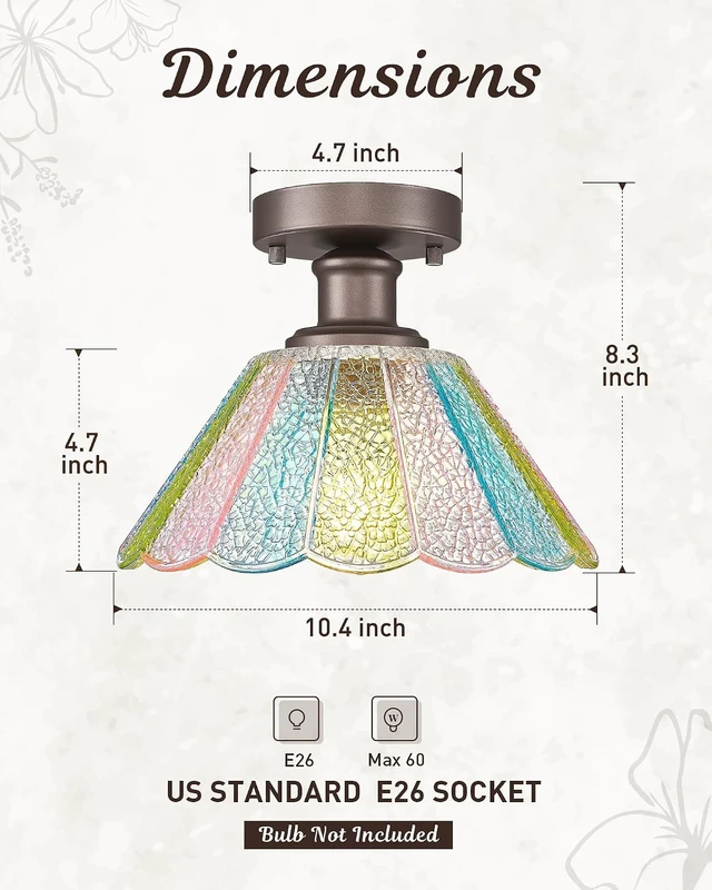 Alt view image 2 of 7 - HWH Rustic Ceiling Lighting Fixture, Close to Ceiling Lamp, 5HJX110F ORB-C