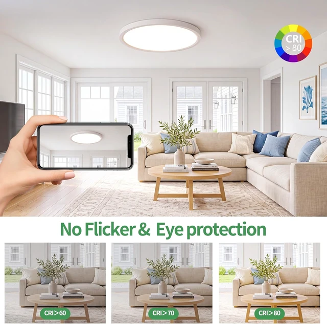 Alt view image 5 of 7 - 20 Inch Large LED Ceiling Light with Remote,Dimmable,2700-6000K,40W,4000LM