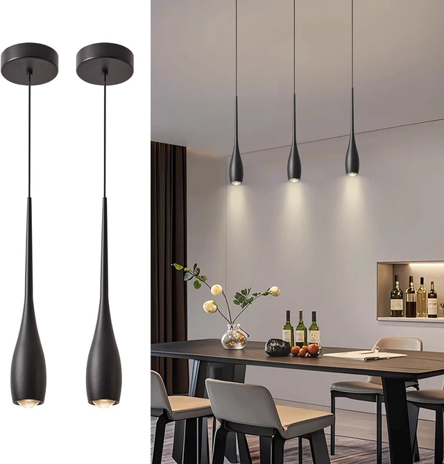 Main image of Black Pendant Lights Kitchen Island, Modern LED Pendant Light Fixtures, Small Mini Pendant Lighting Dimmable Hanging for Bathroom, Bar, Dining Room, Bedroom2-Pack