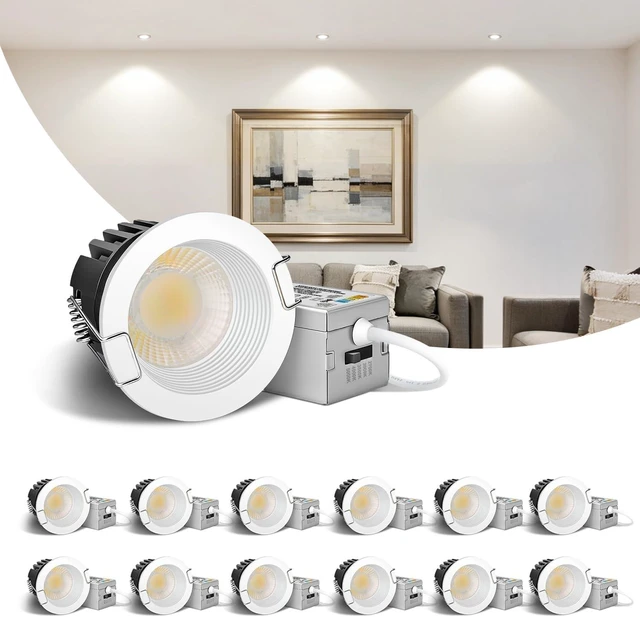 Main image of Aosclex 12 Pack 2'' White 5CCT Anti-Glare Canless LED Recessed Downlight