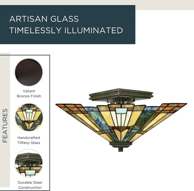 Alt view image 2 of 6 - Quoizel Inglenook 14" Semi-Flush Mount Ceiling Light, Valiant Bronze