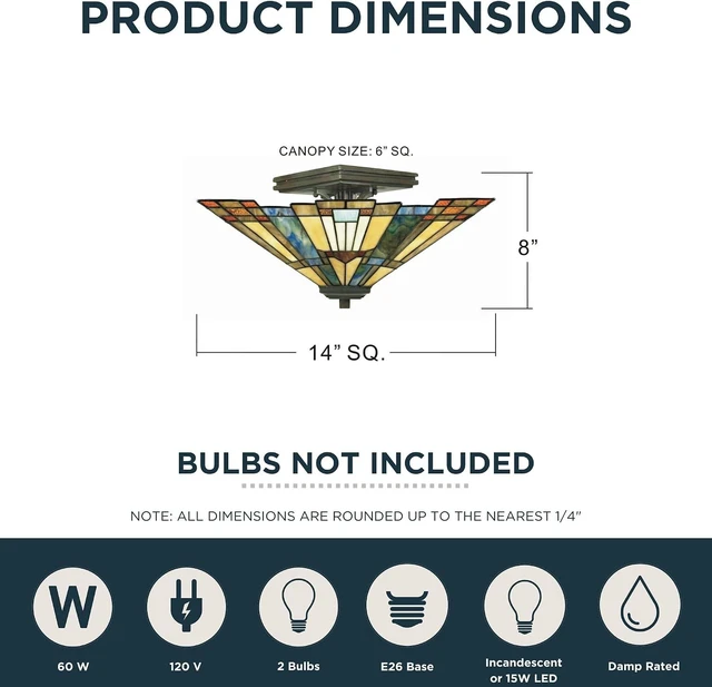 Alt view image 3 of 6 - Quoizel Inglenook 14" Semi-Flush Mount Ceiling Light, Valiant Bronze