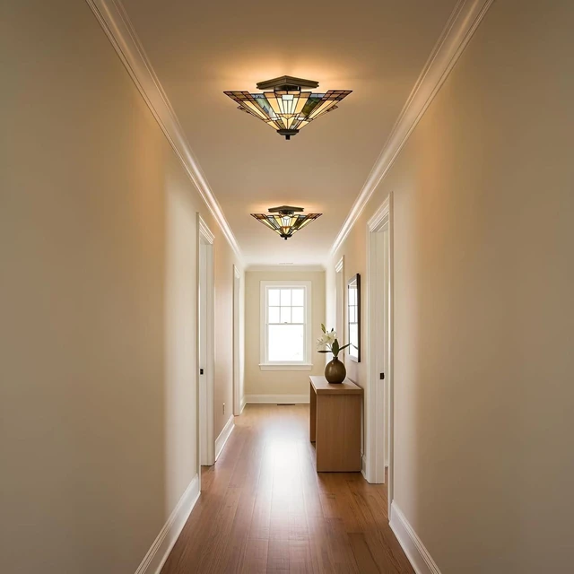 Alt view image 6 of 6 - Quoizel Inglenook 14" Semi-Flush Mount Ceiling Light, Valiant Bronze