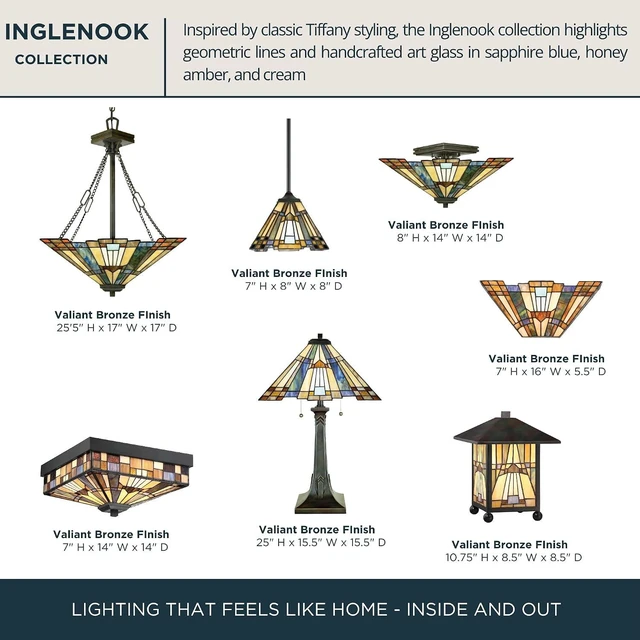 Alt view image 5 of 6 - Quoizel Inglenook 14" Semi-Flush Mount Ceiling Light, Valiant Bronze