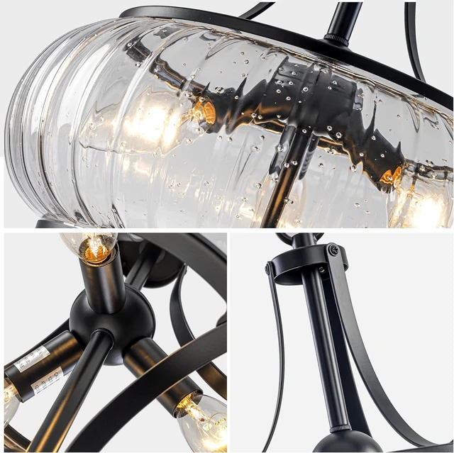 Alt view image 2 of 7 - 11.8" Black Pendant Lights Kitchen Island,Hanging Lighting Fixture