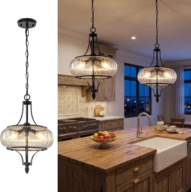 Main image of 11.8" Black Pendant Lights Kitchen Island,Hanging Lighting Fixture