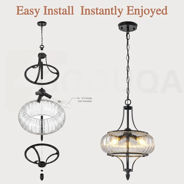 Alt view image 5 of 7 - 11.8" Black Pendant Lights Kitchen Island,Hanging Lighting Fixture