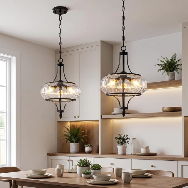 Alt view image 7 of 7 - 11.8" Black Pendant Lights Kitchen Island,Hanging Lighting Fixture