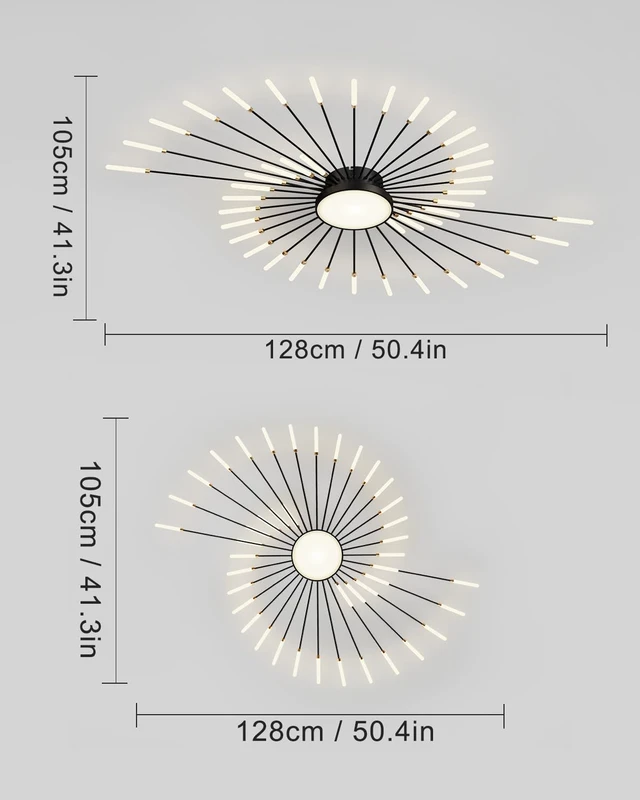 Alt view image 5 of 7 - Ceiling Light Modern LED Ceiling Lamps,Flower Shape Ceiling Lights,Flush Mount Chandelier,Metal Acrylic Ceiling Lamps,Living Room Light Fixtures Ceiling for Bedroom,Dining Room(Black, 42+1 Heads)