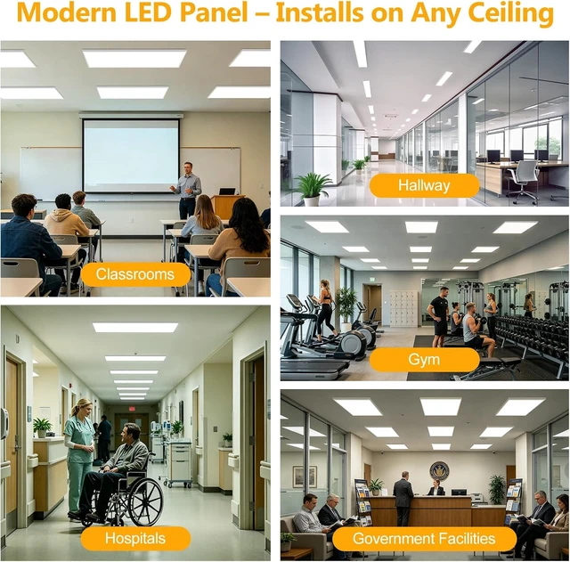 Alt view image 6 of 6 - 2x4FT LED Flat Panel Light Surface Mount Kits, 2" Wide Frame, 2 Pack