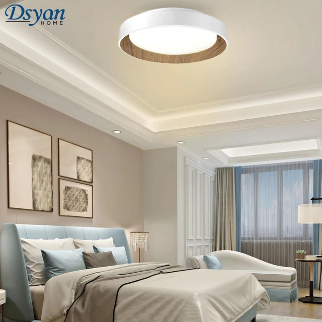 Alt view image 6 of 7 - 2pack White Flush Mount Ceiling Light,13inch Vintage Ceiling Light,Dimmable Led Minimalist Ceiling Lamp,24W Ceiling Light Fixture Wood Grain,Ceiling Lamp for Bedroom,Kitchen,Hawlly,Laundry
