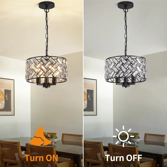 Alt view image 3 of 7 - lobolighting 11'' Black Crystal Chandelier, 3-Light Modern Chandelier
