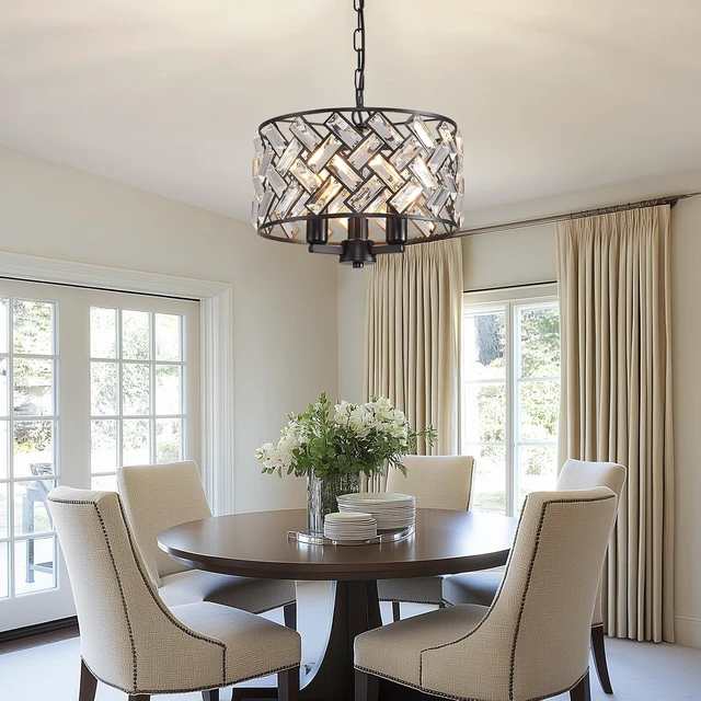Alt view image 5 of 7 - lobolighting 11'' Black Crystal Chandelier, 3-Light Modern Chandelier