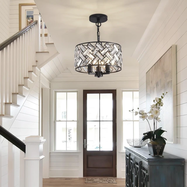 Alt view image 6 of 7 - lobolighting 11'' Black Crystal Chandelier, 3-Light Modern Chandelier