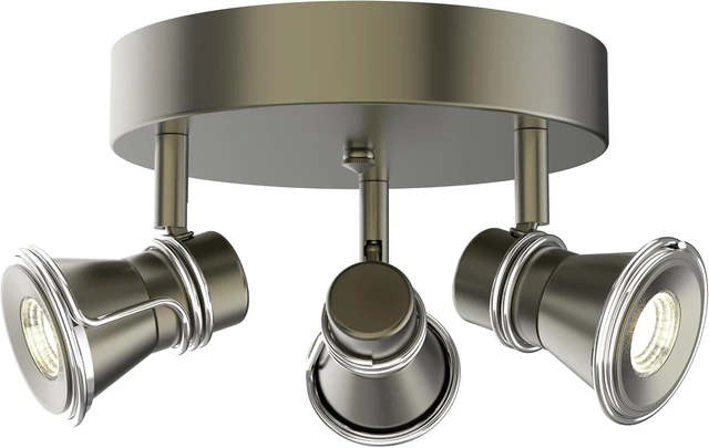 Main image of 3-Light Dimmable LED Ceiling Spotlight, Industrial Gunmetal Finish Round Flush Mount Ceiling Light Fixture, Adjustable Heads with Directional Track Lighting (LED Bulbs Included)