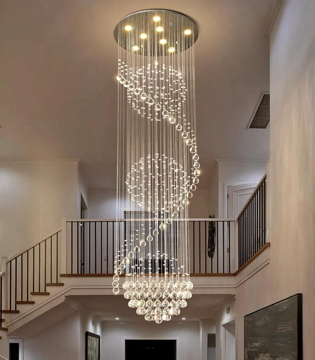 Main image of D24'' x H78'' Crystal Chandelier for Entryway High Ceiling Chandeliers Glam Chandelier Modern Large Raindrop Chandeliers LED Dimmable Light Fixtures for Staircaes Foyer Living Room