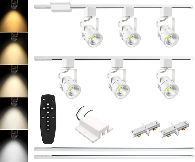 Main image of 6-Light Track Lighting Kit with 6.6FT H Type Track Lighting Rail and Floating Canopy Connector, 2700K-6500K Stepless Dimming H Type Dimmable Track Light Fixtures Ceiling Spot Light, White